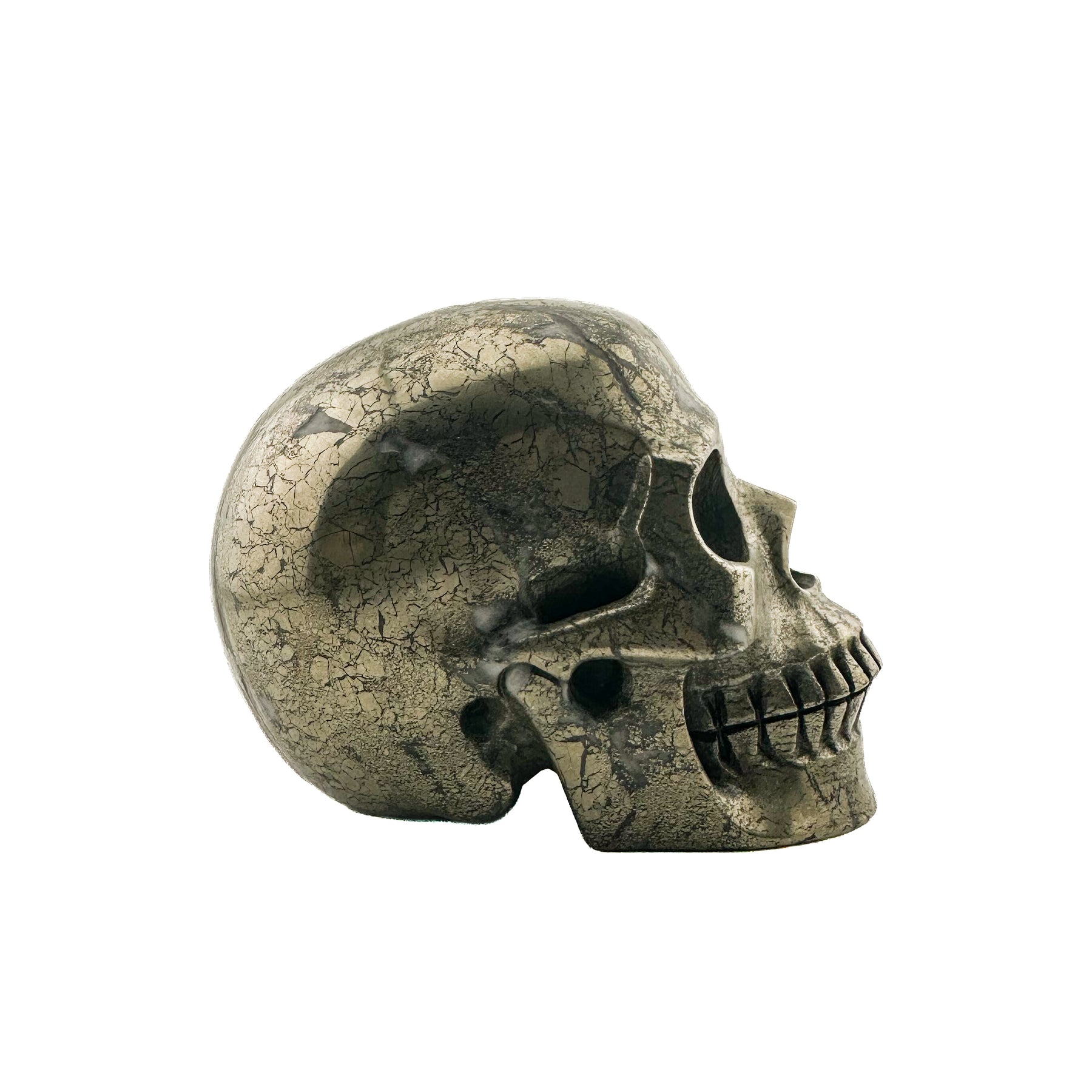 Gold Iron Pyrite Skull - Hand Carved 4.25" Large Crystal Skull