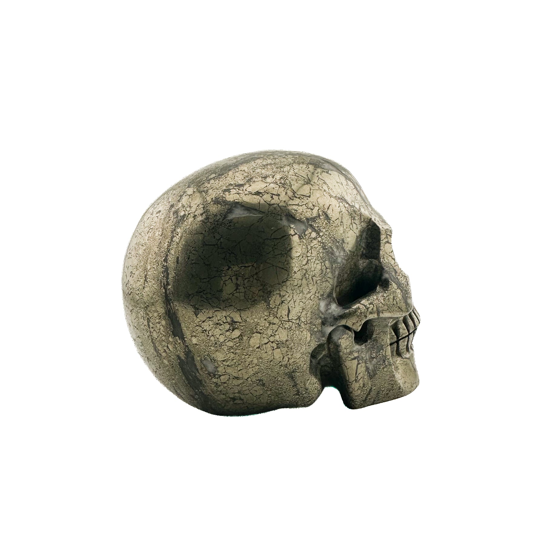 Gold Iron Pyrite Skull - Hand Carved 4.25" Large Crystal Skull