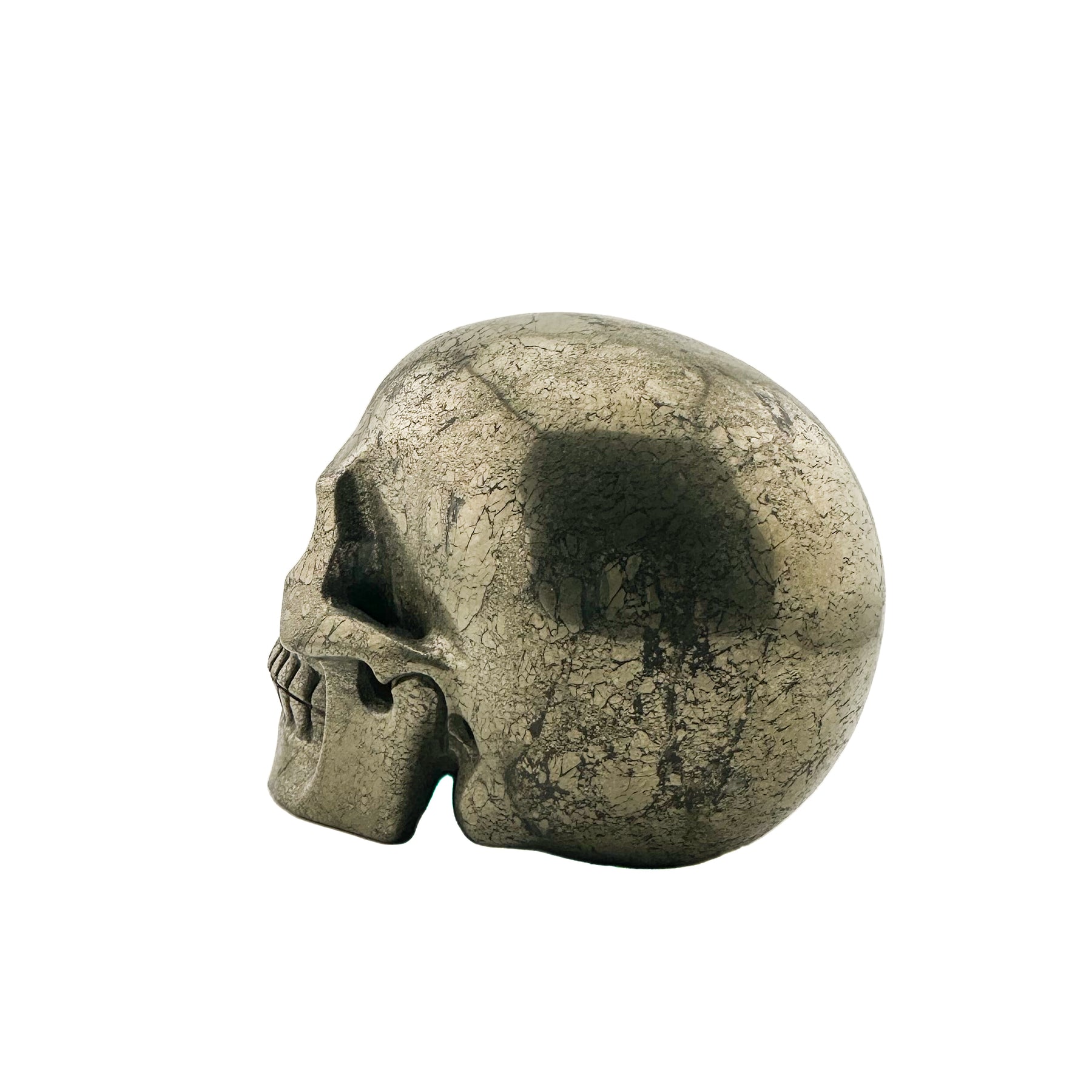 Gold Iron Pyrite Skull - Hand Carved 4.25" Large Crystal Skull