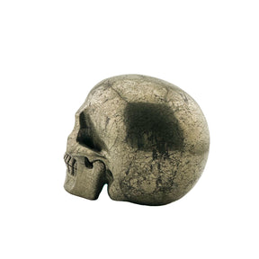 Gold Iron Pyrite Skull - Hand Carved 4.25" Large Crystal Skull