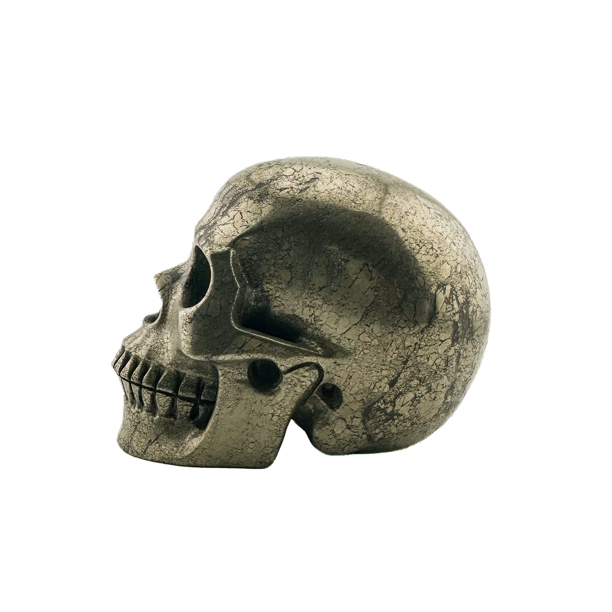 Gold Iron Pyrite Skull - Hand Carved 4.25" Large Crystal Skull