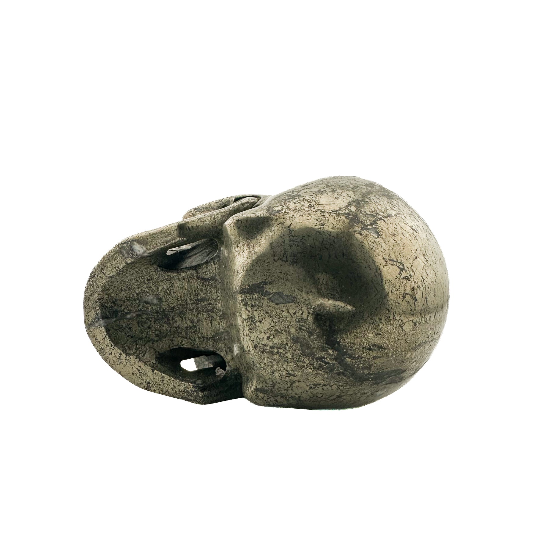 Gold Iron Pyrite Skull - Hand Carved 4.25" Large Crystal Skull