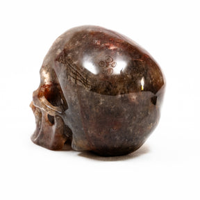 Hematite Fire Quartz Crystal Skull - Large Hand Carved 5" Reiki Chakra Healing Crystal Skull Stone
