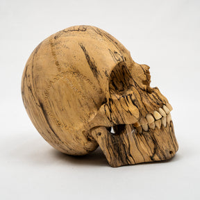 Wood Skull - Life Size Large 5" Hand Carved Human Skull Replica Skeleton Head