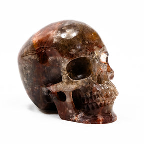 Hematite Fire Quartz Crystal Skull - Large Hand Carved 5" Reiki Chakra Healing Crystal Skull Stone