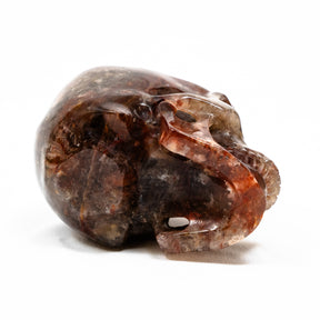 Hematite Fire Quartz Crystal Skull - Large Hand Carved 5" Reiki Chakra Healing Crystal Skull Stone