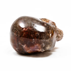 Hematite Fire Quartz Crystal Skull - Large Hand Carved 5" Reiki Chakra Healing Crystal Skull Stone