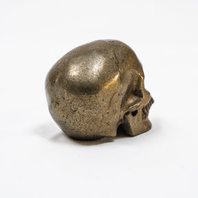Gold Iron Pyrite Crystal Skull - Hand Carved 3.5" Reiki, Chakra Healing Crystal Skull Stone