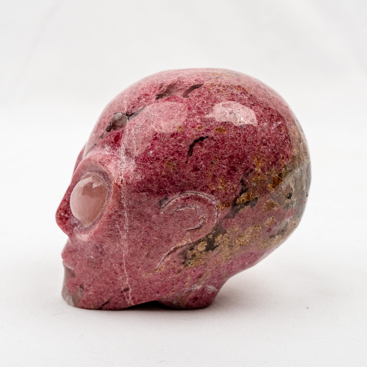 Rhodonite 3.75" Crystal Alien with Rose Quartz Eyes