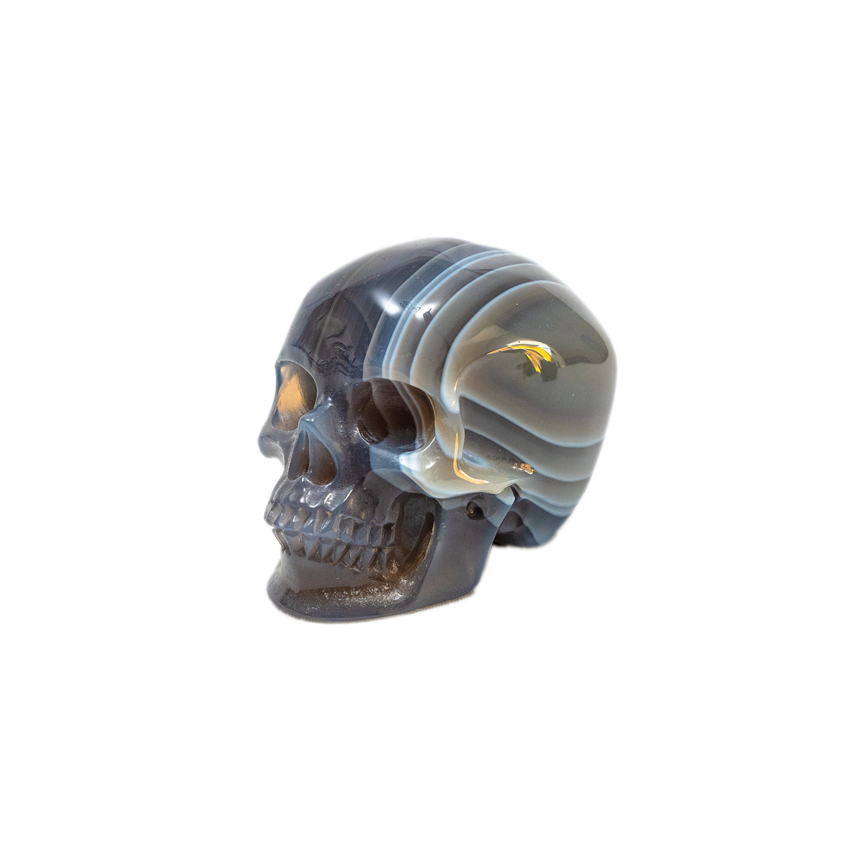 Agate Crystal Skull - Large Hand Carved 2" Reiki, Chakra Healing Crystal Skull Stone RARE