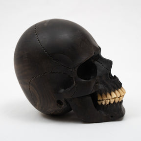 Black Ebony Wood Skull - Large 5.5" Hand Carved Human Skull Replica Skeleton Head