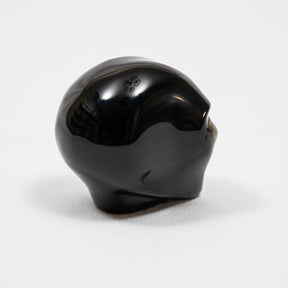 Imperfect Black Obsidian Mini Crystal Alien w/ Labradorite Eyes - Hand Carved 2" Healing Crystal Reiki Chakra Star Being Stone