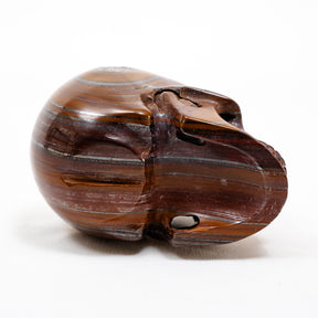 Red Iron Tigers Eye Quartz Crystal Skull - Large Hand Carved 5" Reiki, Chakra Healing Stone Skull