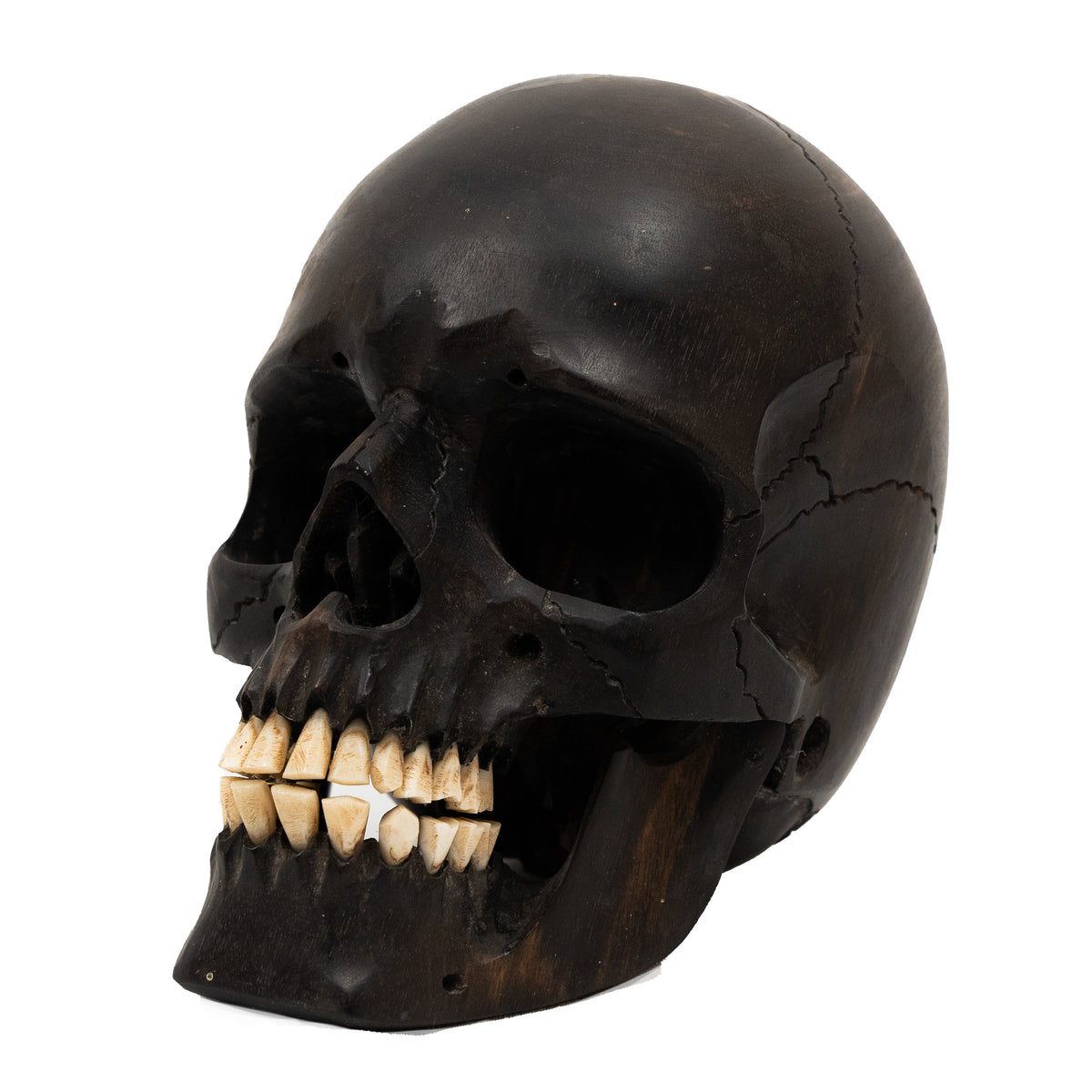 Black Ebony Wood Skull - Large 5.5