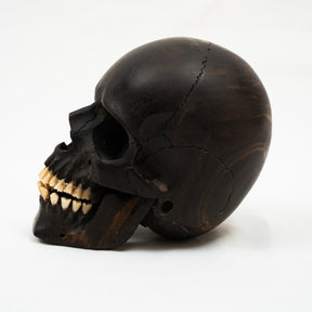 Black Ebony Wood Skull - Large 5.5" Hand Carved Human Skull Replica Skeleton Head