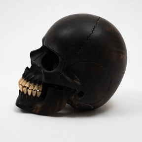 Black Ebony Wood Skull - Large 5.5" Hand Carved Human Skull Replica Skeleton Head