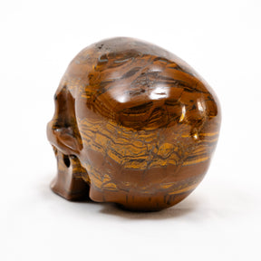 Iron Tigers Eye Quartz Crystal Skull - Large Hand Carved 5" Reiki, Chakra Healing Stone Skull