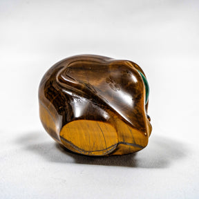 Tigers Eye Crystal Alien Malachite Eyes - 3" Hand Carved Crystal Skull