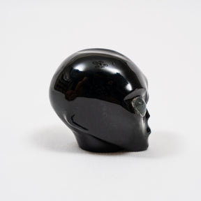 Black Obsidian Mini Crystal Alien w/ Labradorite Eyes - Hand Carved 2" Healing Crystal Reiki Chakra Star Being Stone