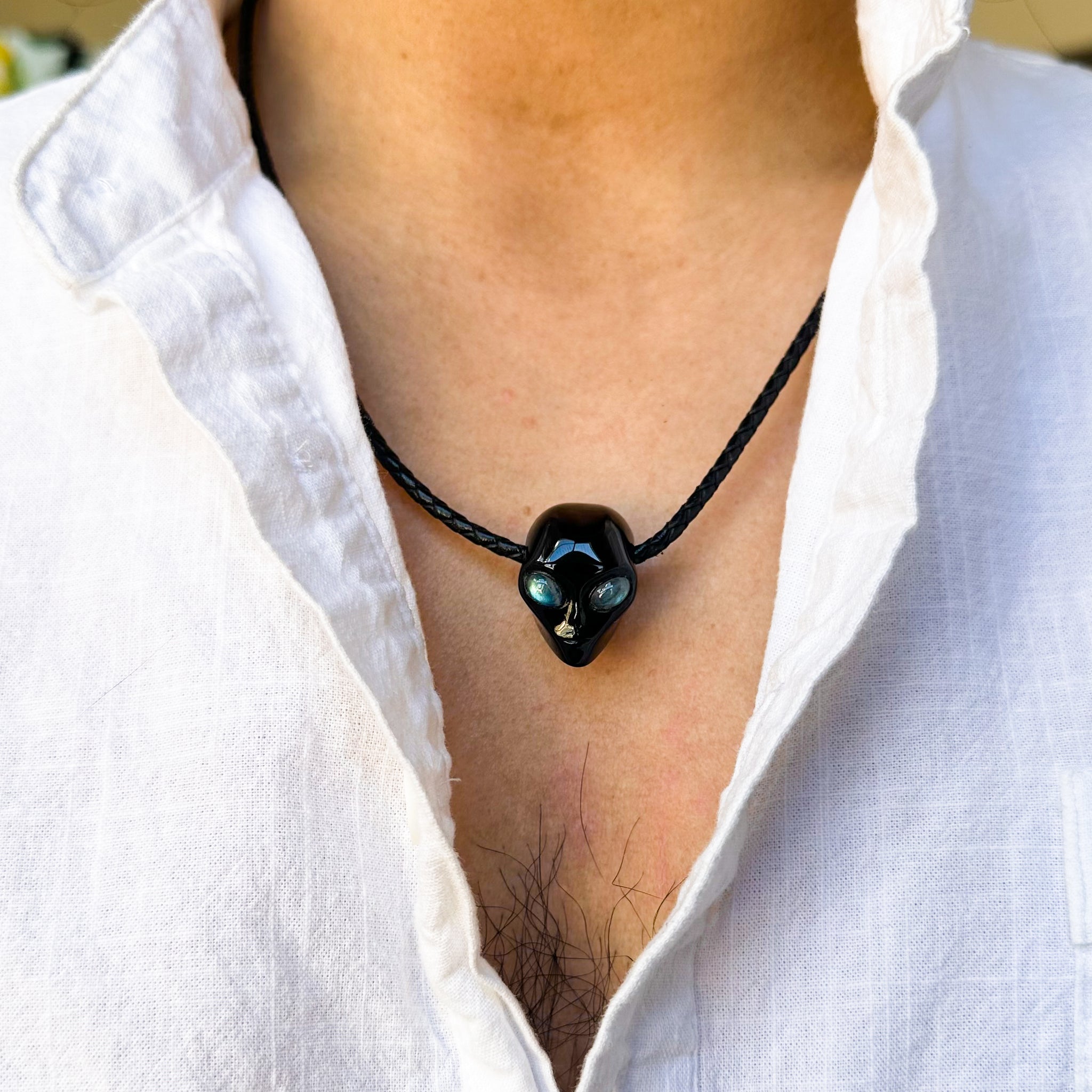 crystal alien necklace pendant 