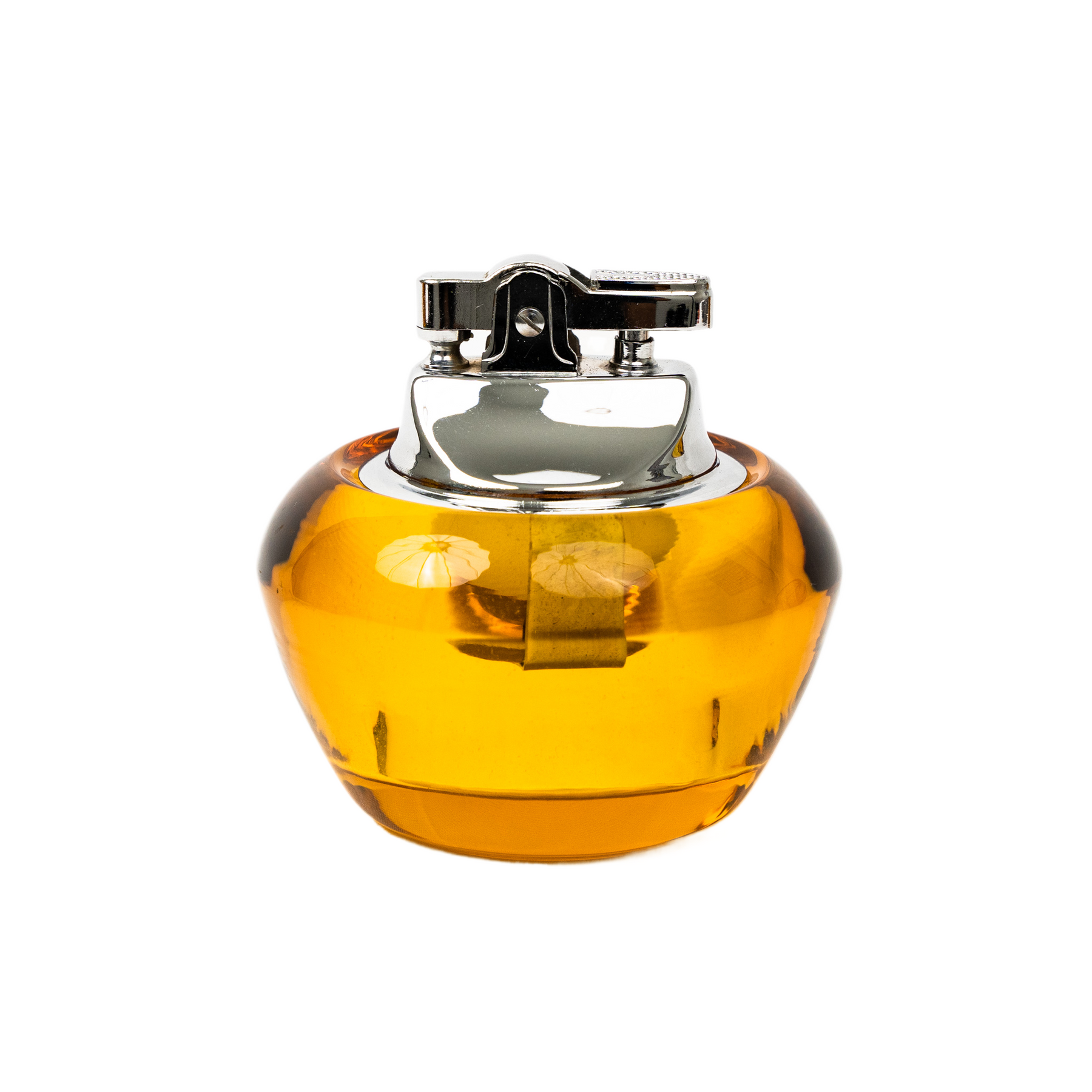 Vintage Viking Glass Orb Ashtray & Table Lighter Set - Amber