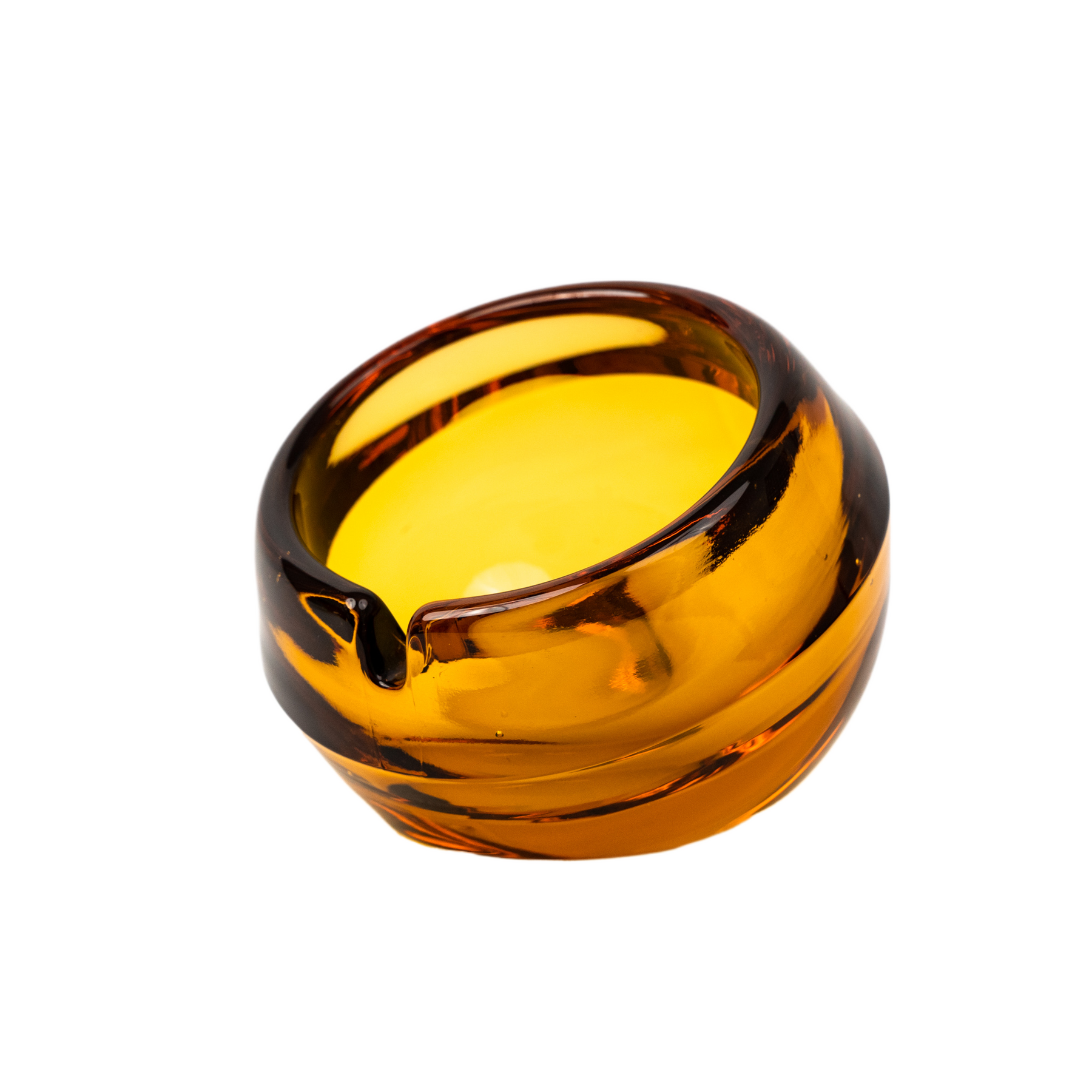 Vintage Viking Glass Orb Ashtray & Table Lighter Set - Amber