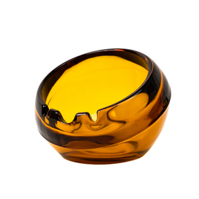 Vintage Viking Glass Orb Ashtray & Table Lighter Set - Amber