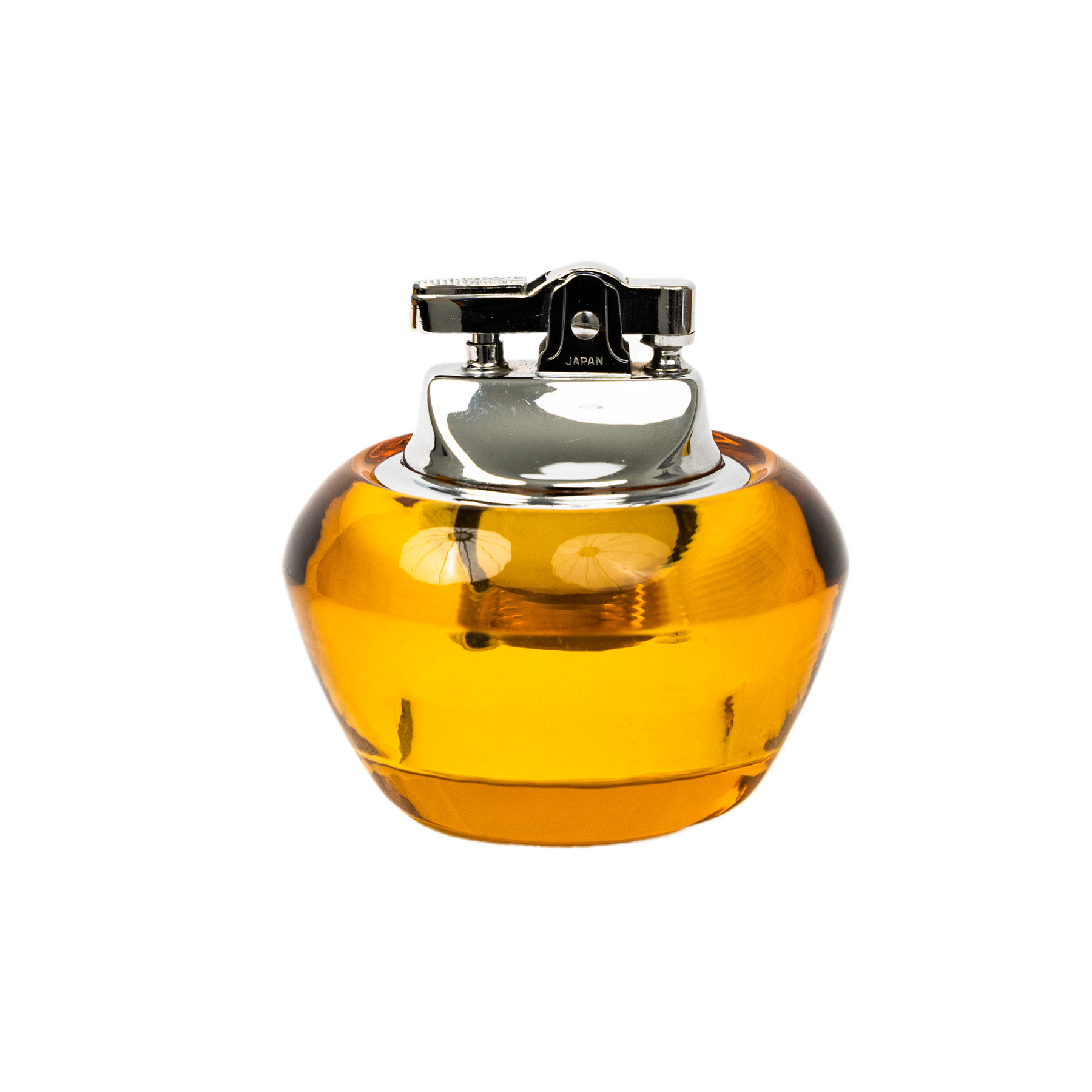 Vintage Viking Glass Orb Ashtray & Table Lighter Set - Amber