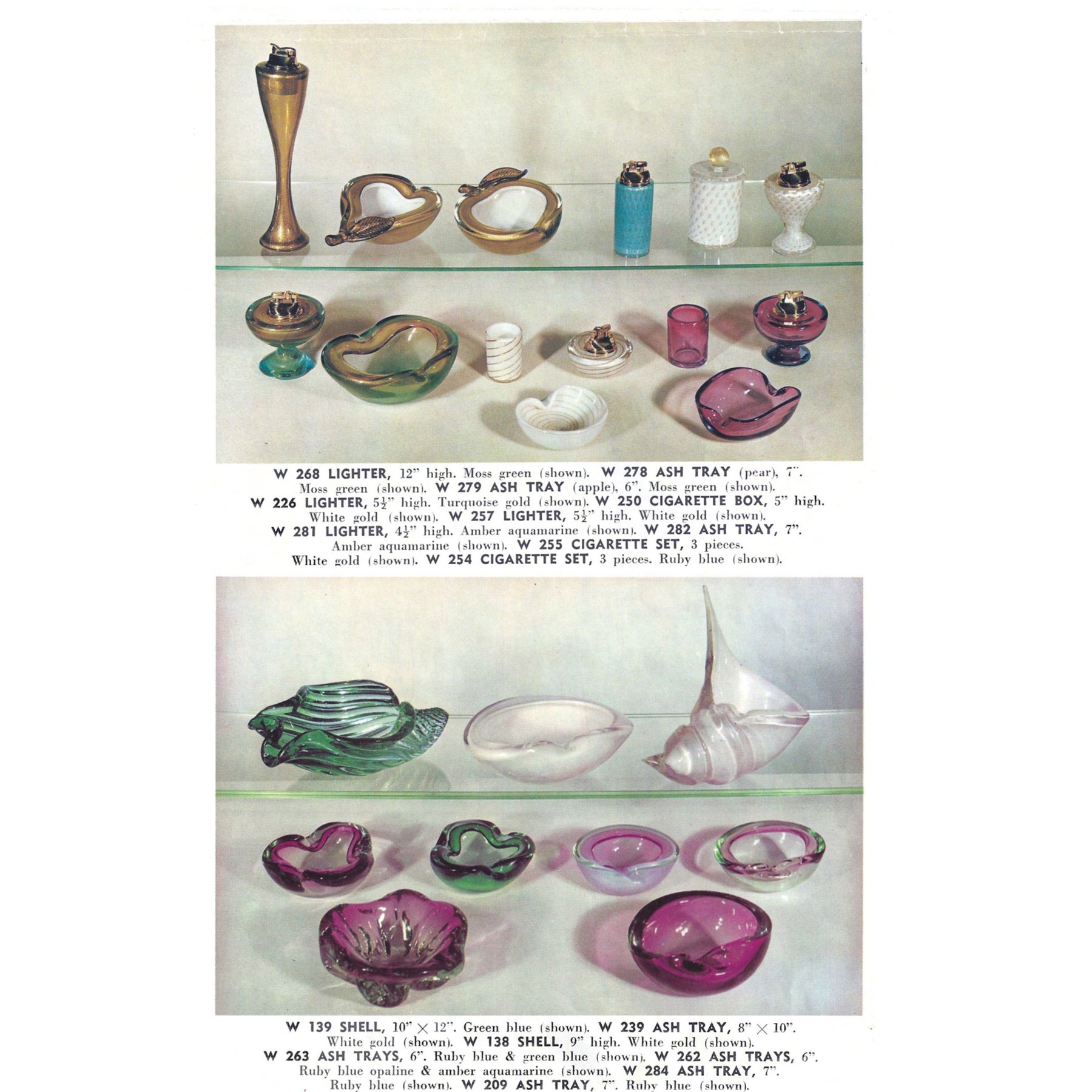 Vintage Alfredo Barbini Murano Glass Alexandrite Ashtray & Pedestal Table Lighter Set - Ruby Blue