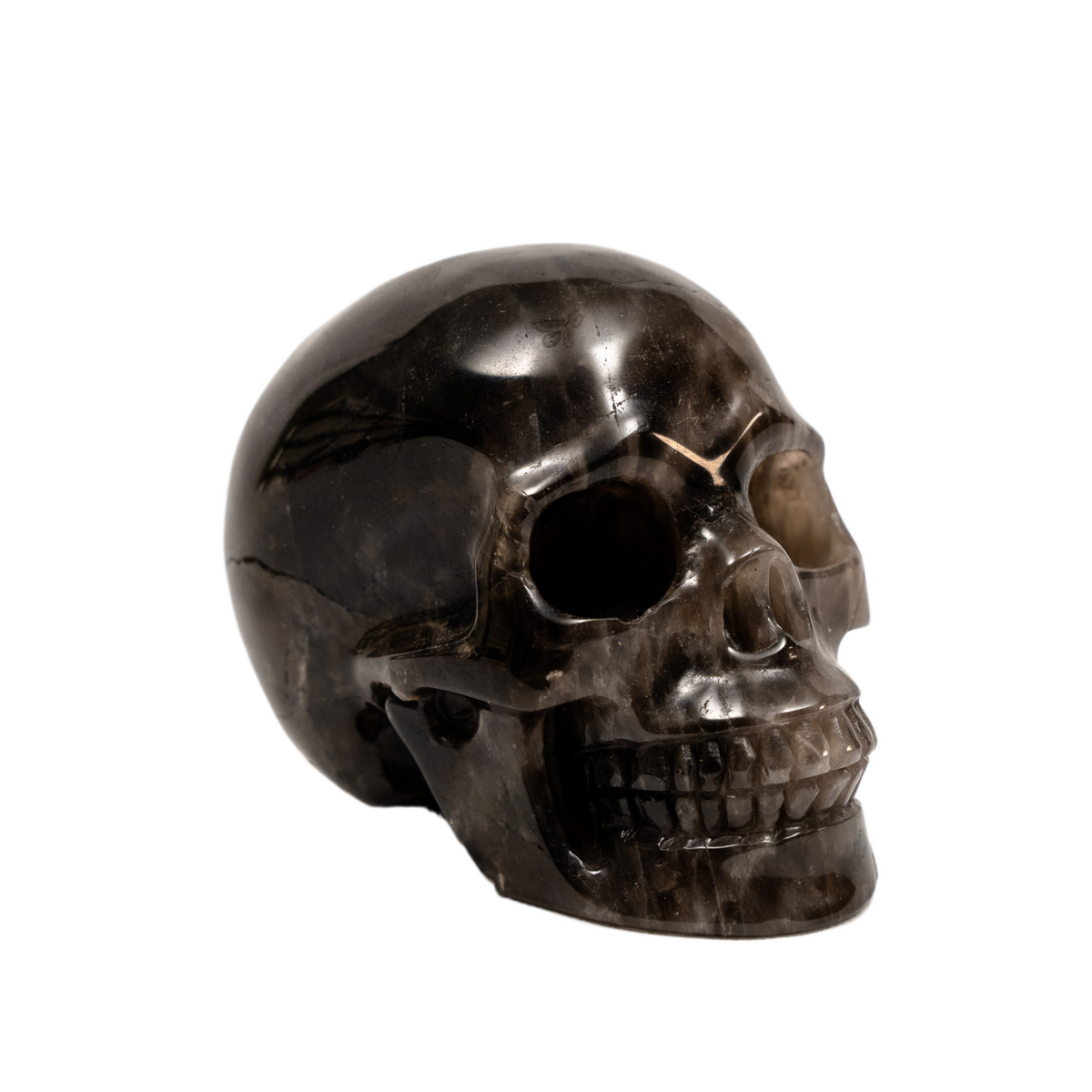 Black Quartz Crystal Skull - Hand Carved 3.5" Large Skull