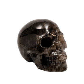 Black Quartz Crystal Skull - Hand Carved 3.5" Large Skull