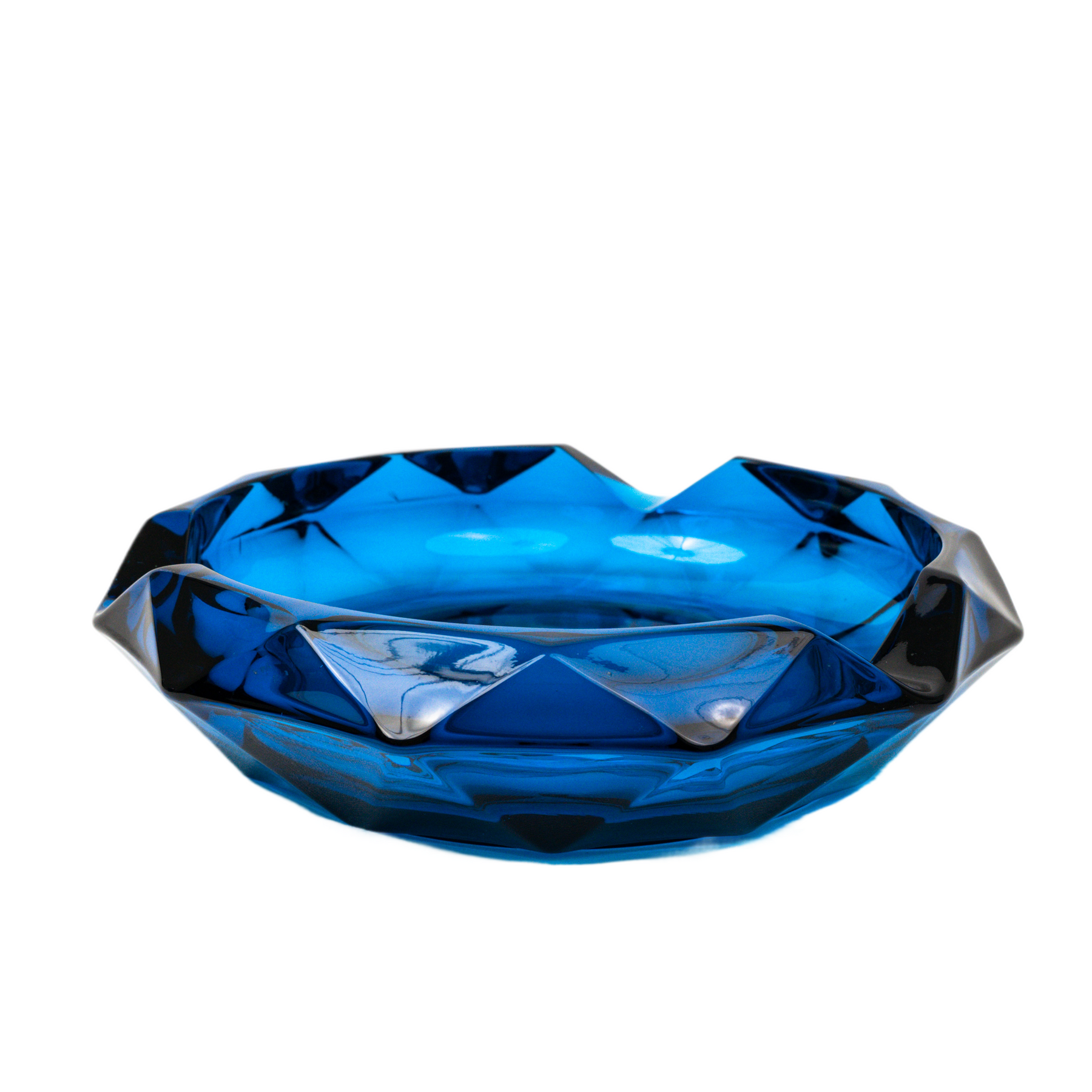 Vintage Viking Glass Diamond Pointed Ashtray & Table Lighter Set - Bluenique