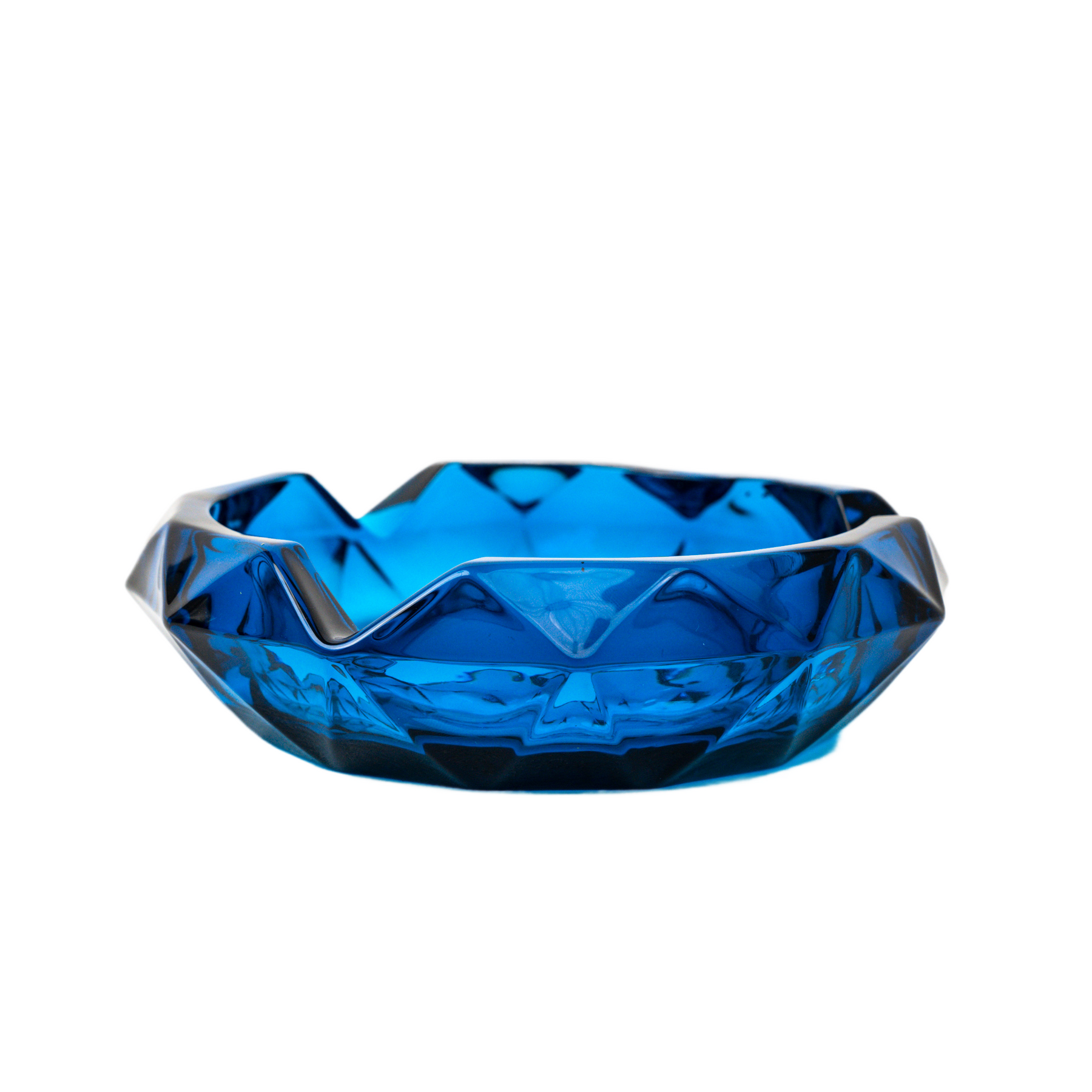 Vintage Viking Glass Diamond Pointed Ashtray & Table Lighter Set - Bluenique