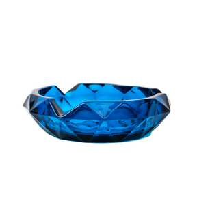 Vintage Viking Glass Diamond Pointed Ashtray & Table Lighter Set - Bluenique