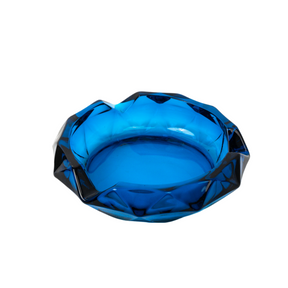 Vintage Viking Glass Diamond Pointed Ashtray & Table Lighter Set - Bluenique