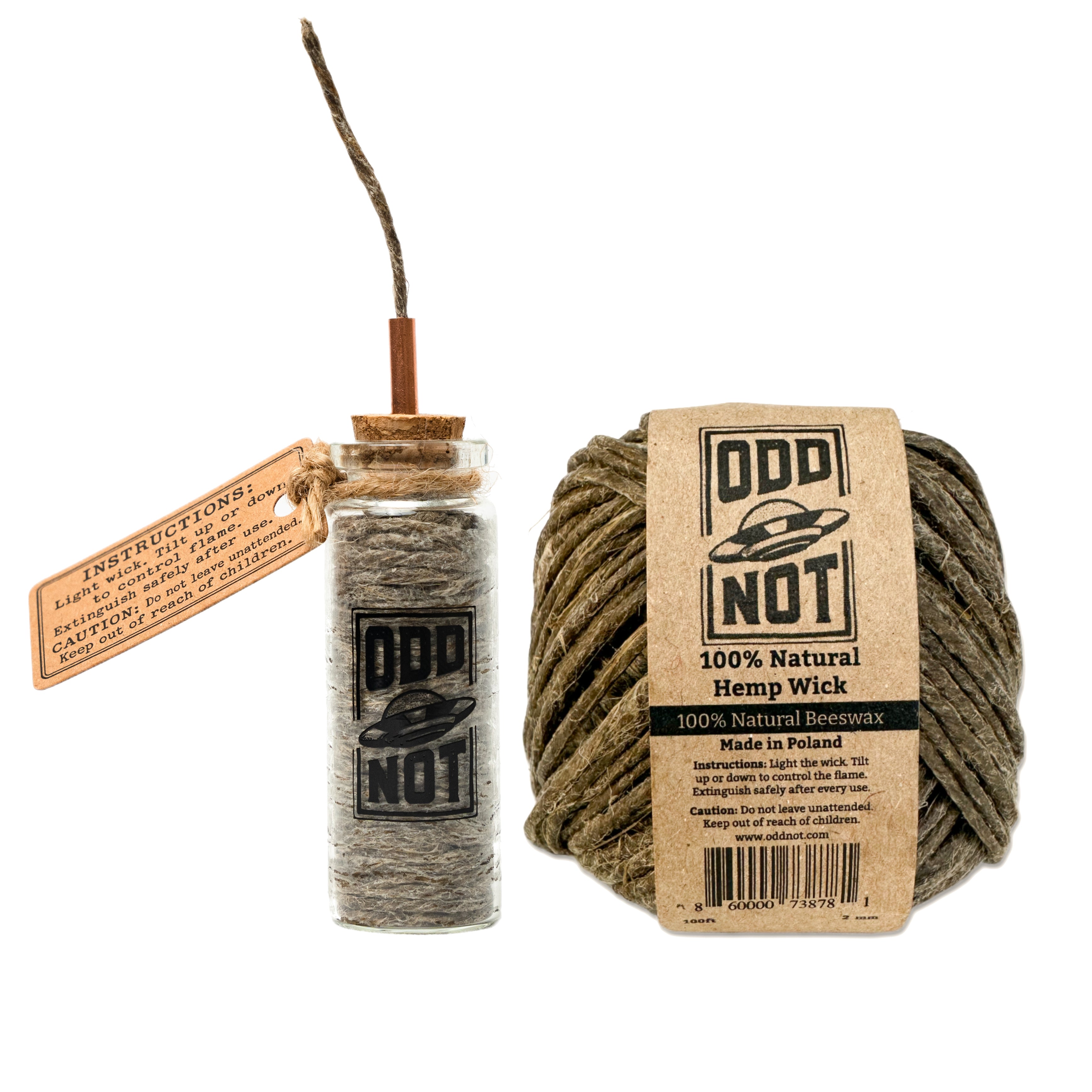 Thick Natural Hemp Wick & Beeswax