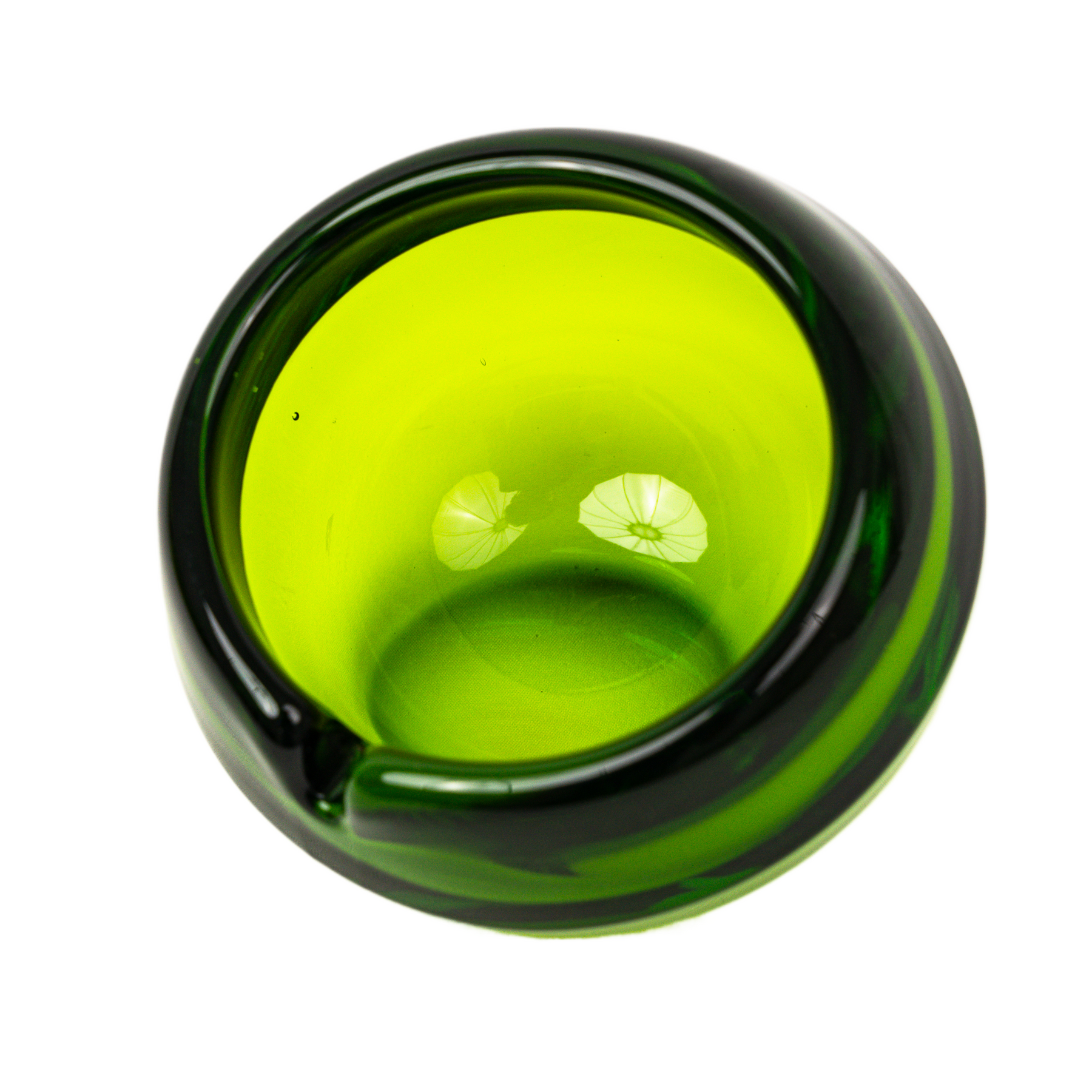 Vintage Viking Glass Orb Ashtray & Table Lighter Set - Avocado Green