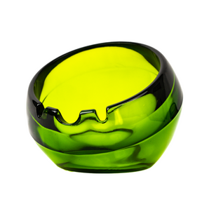 Vintage Viking Glass Orb Ashtray & Table Lighter Set - Avocado Green
