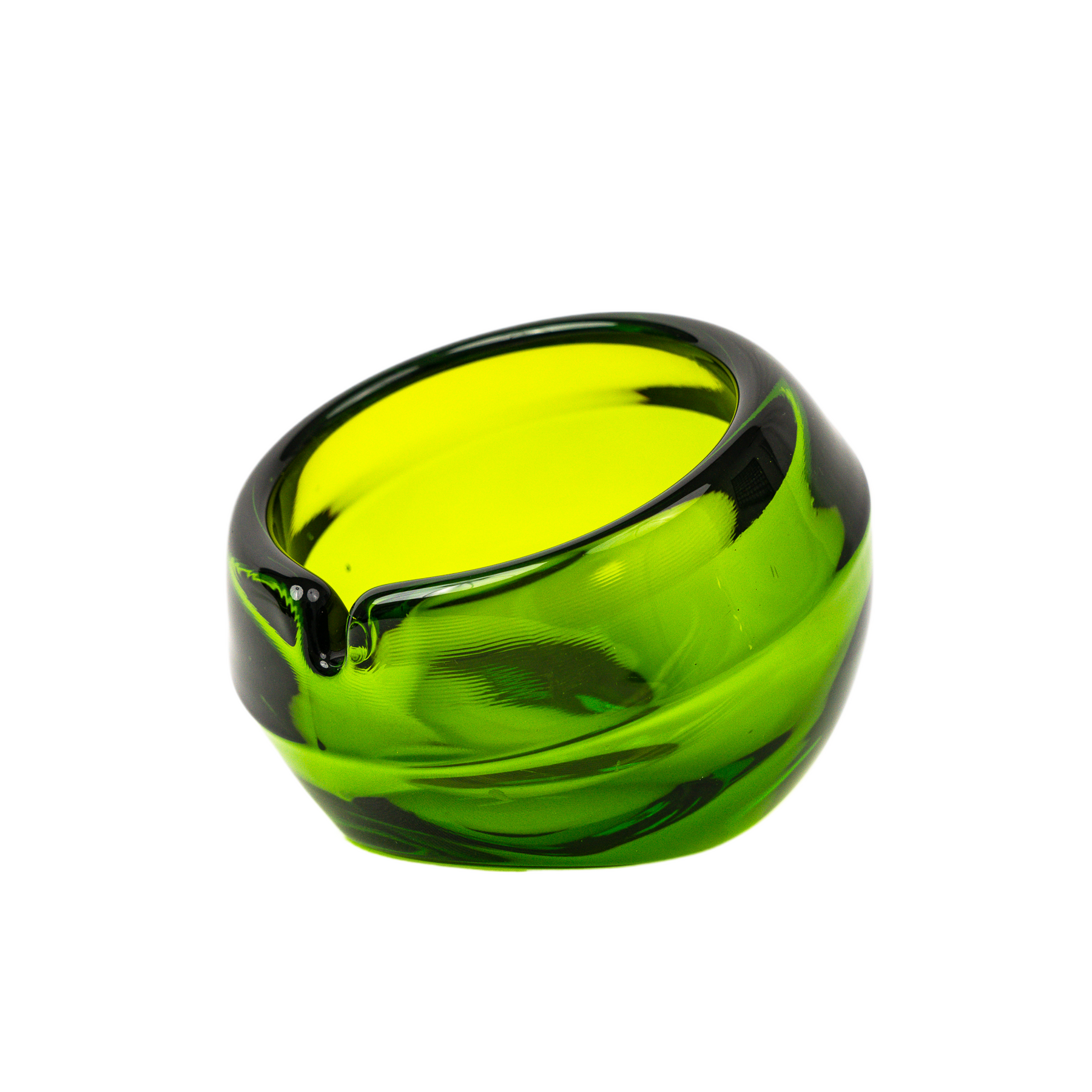 Vintage Viking Glass Orb Ashtray & Table Lighter Set - Avocado Green