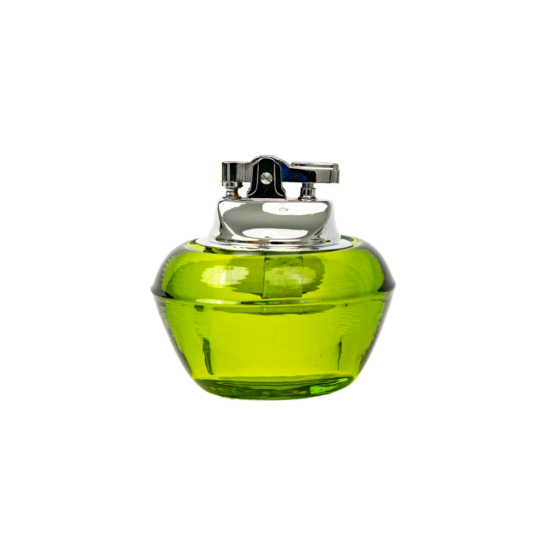 Vintage Viking Glass Orb Ashtray & Table Lighter Set - Avocado Green