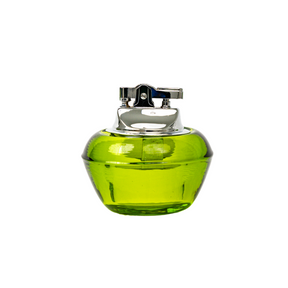 Vintage Viking Glass Orb Ashtray & Table Lighter Set - Avocado Green