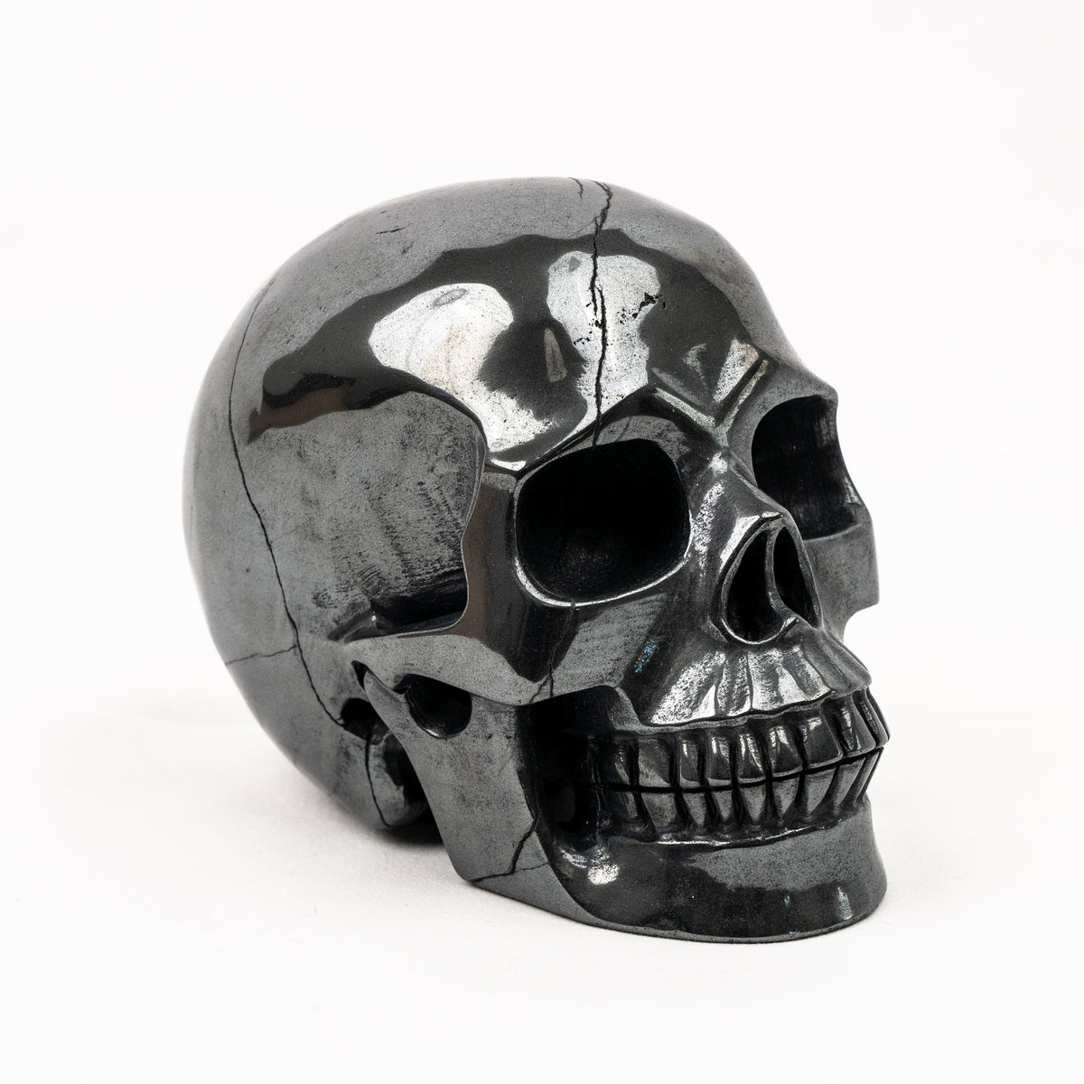 Hematite Skull - Hand Carved 5" Large Crystal Skull