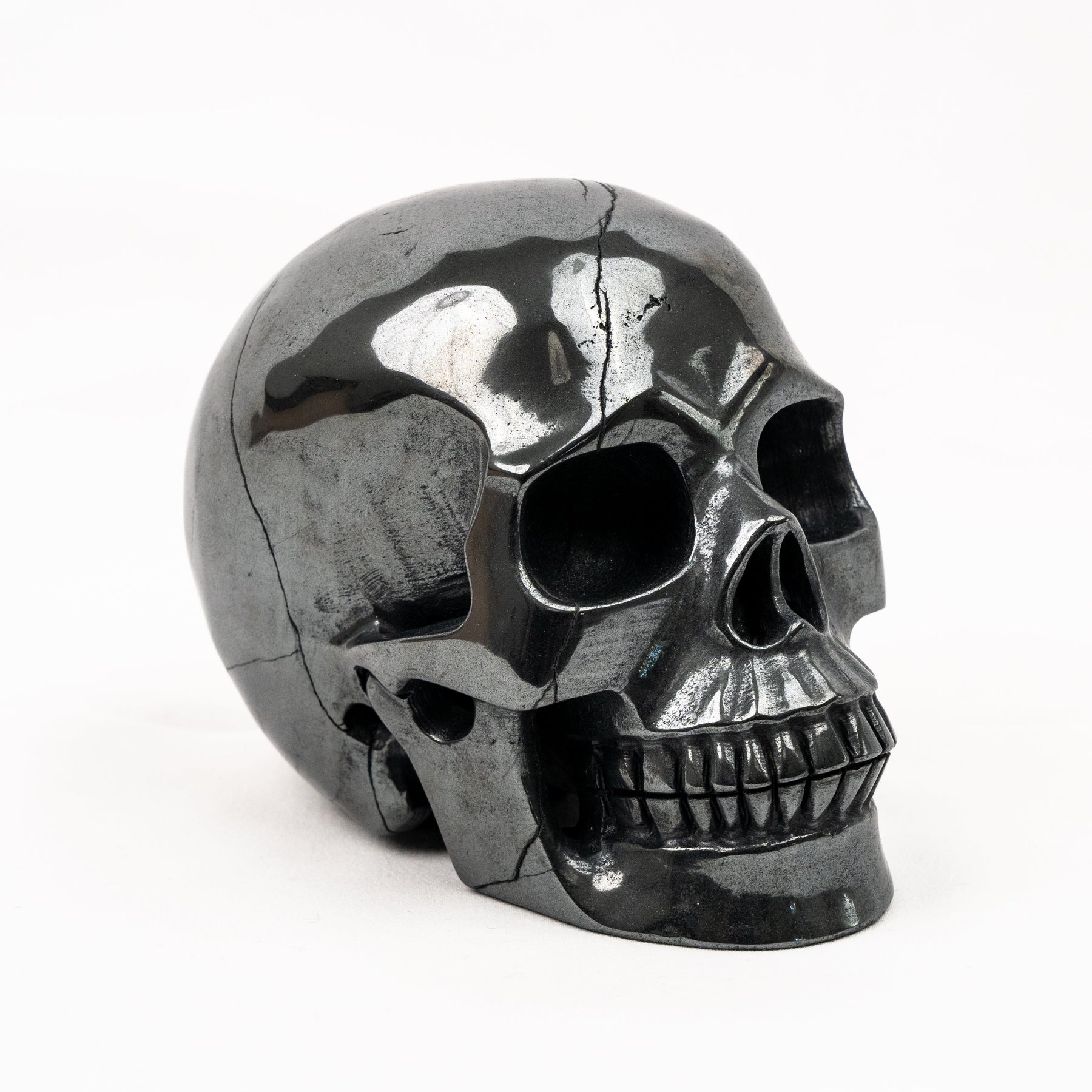 Hematite Skull - Hand Carved 5" Large Crystal Skull
