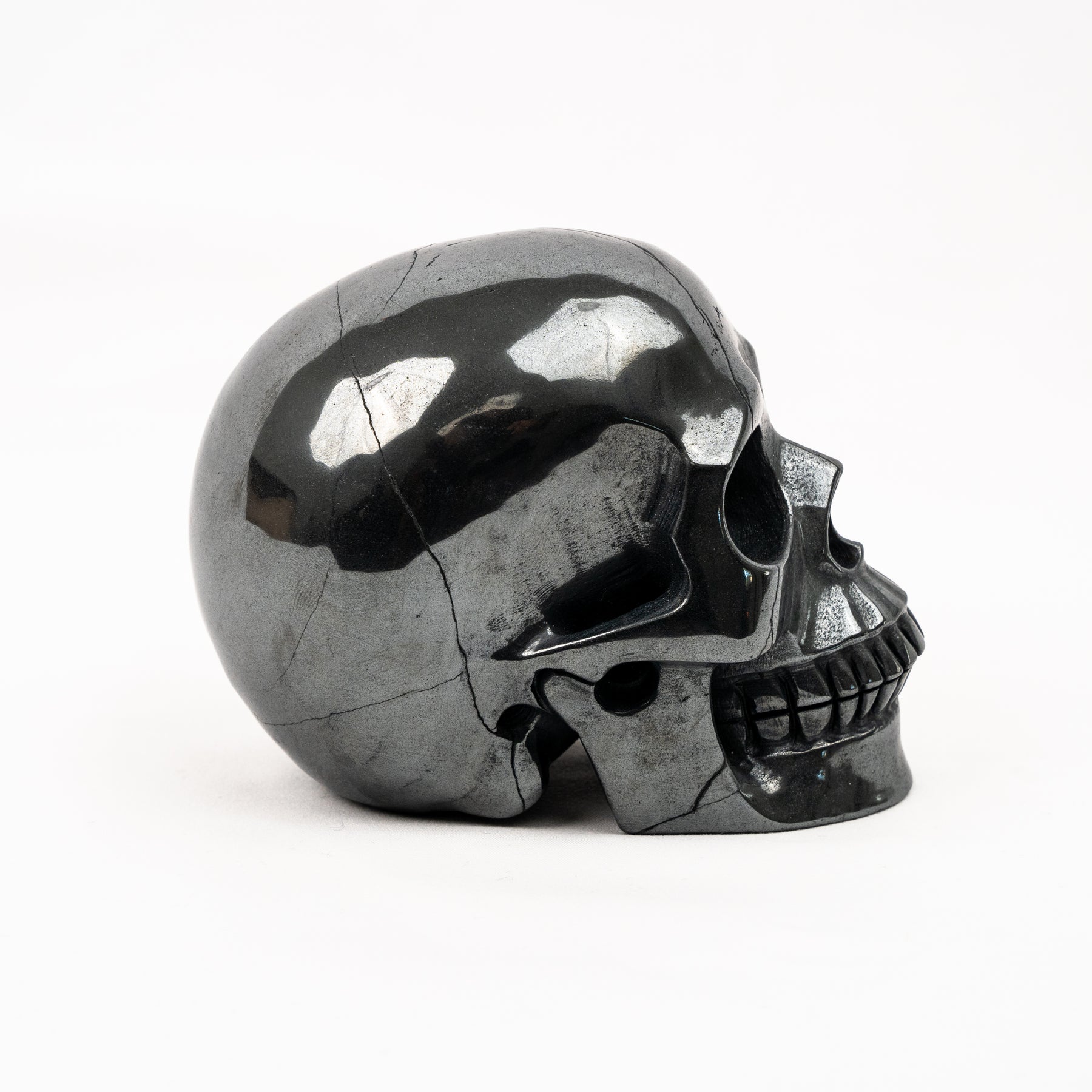 Hematite Skull - Hand Carved 5" Large Crystal Skull
