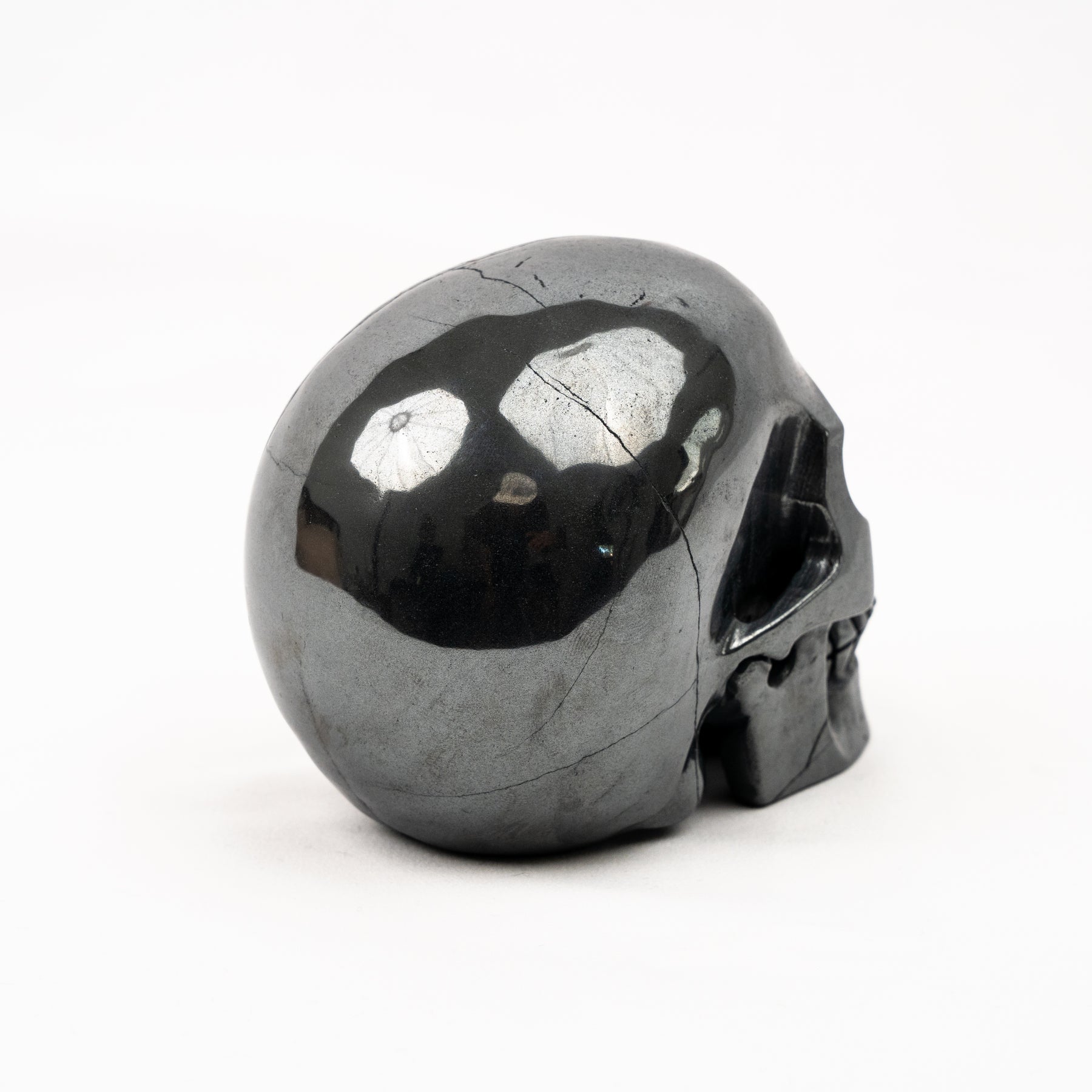 Hematite Skull - Hand Carved 5" Large Crystal Skull