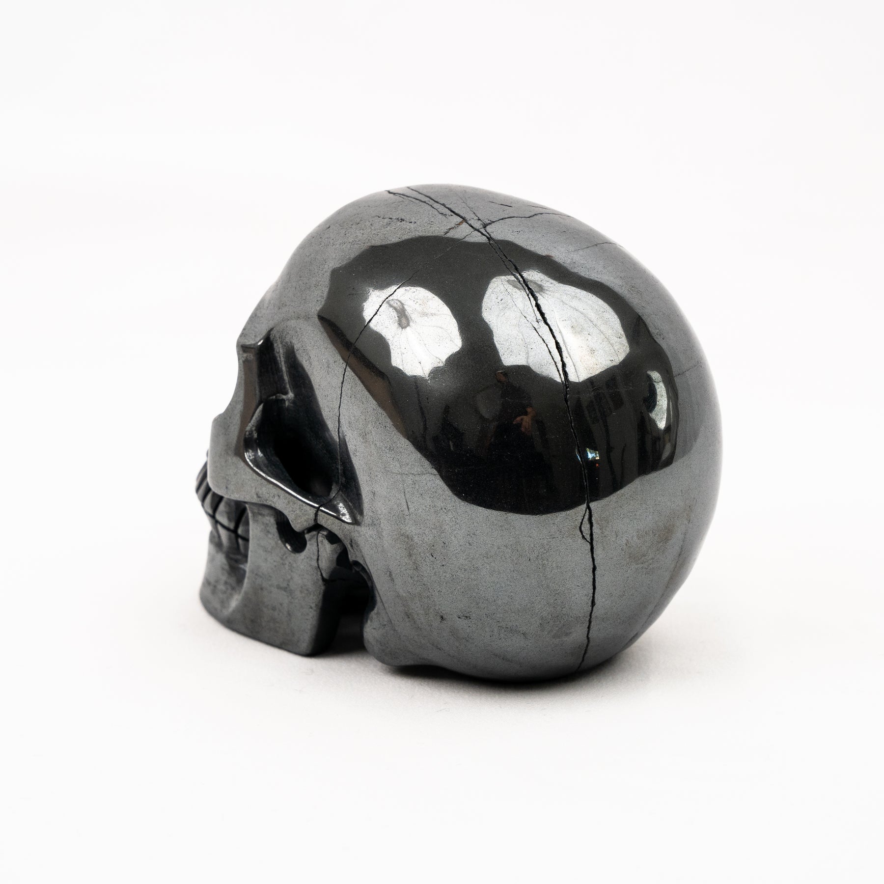 Hematite Skull - Hand Carved 5" Large Crystal Skull