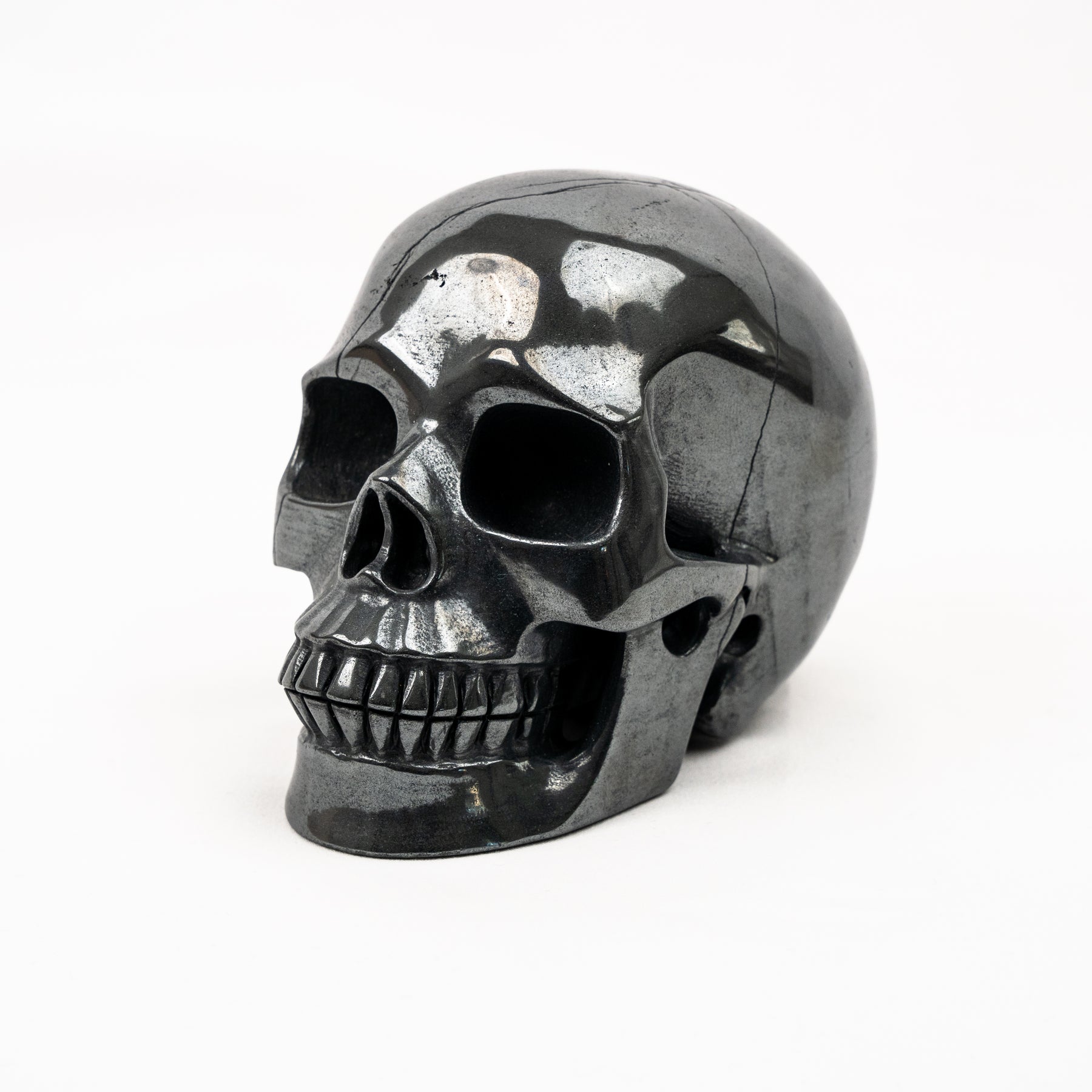 Hematite Skull - Hand Carved 5" Large Crystal Skull