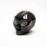 Imperfect Black Obsidian Crystal Alien Labradorite Eyes - 2.8" Hand Carved Crystal Skull
