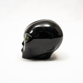 Imperfect Black Obsidian Crystal Alien Labradorite Eyes - 2.8" Hand Carved Crystal Skull