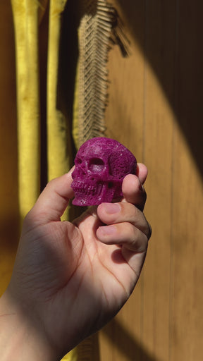 Natural High Quality Red Corundum Crystal Skull - Hand Carved 2.5" Reiki, Chakra Healing Crystal Skull Stones - RARE